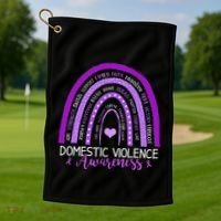 October Purple Ribbon Domestic Violence Awareness Golf Towel thumb 1