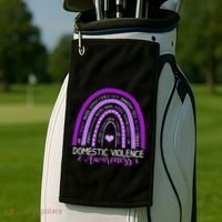 October Purple Ribbon Domestic Violence Awareness Golf Towel thumb 2