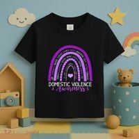 October Purple Ribbon Domestic Violence Awareness Toddler T-Shirt thumb 3