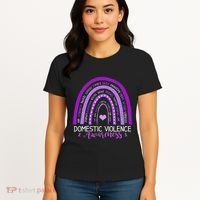 October Purple Ribbon Domestic Violence Awareness Women's T-Shirt thumb 4