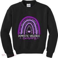 October Purple Ribbon Domestic Violence Awareness Kids Sweatshirt thumb 0