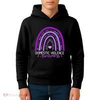 October Purple Ribbon Domestic Violence Awareness Kids Hoodie thumb 4