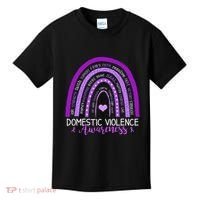 October Purple Ribbon Domestic Violence Awareness Kids T-Shirt thumb 0