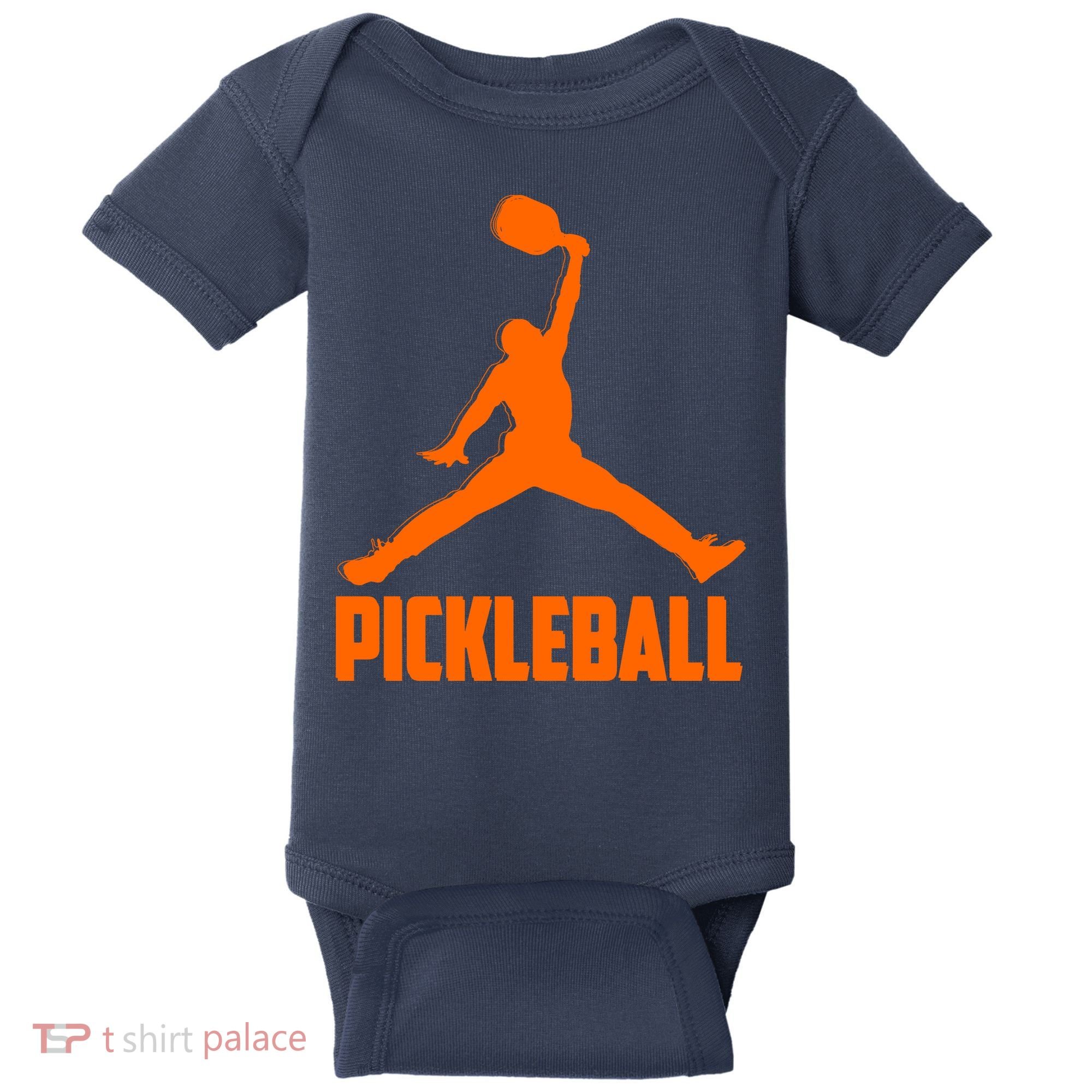 Orange Pickleball Sports Logo Baby Bodysuit