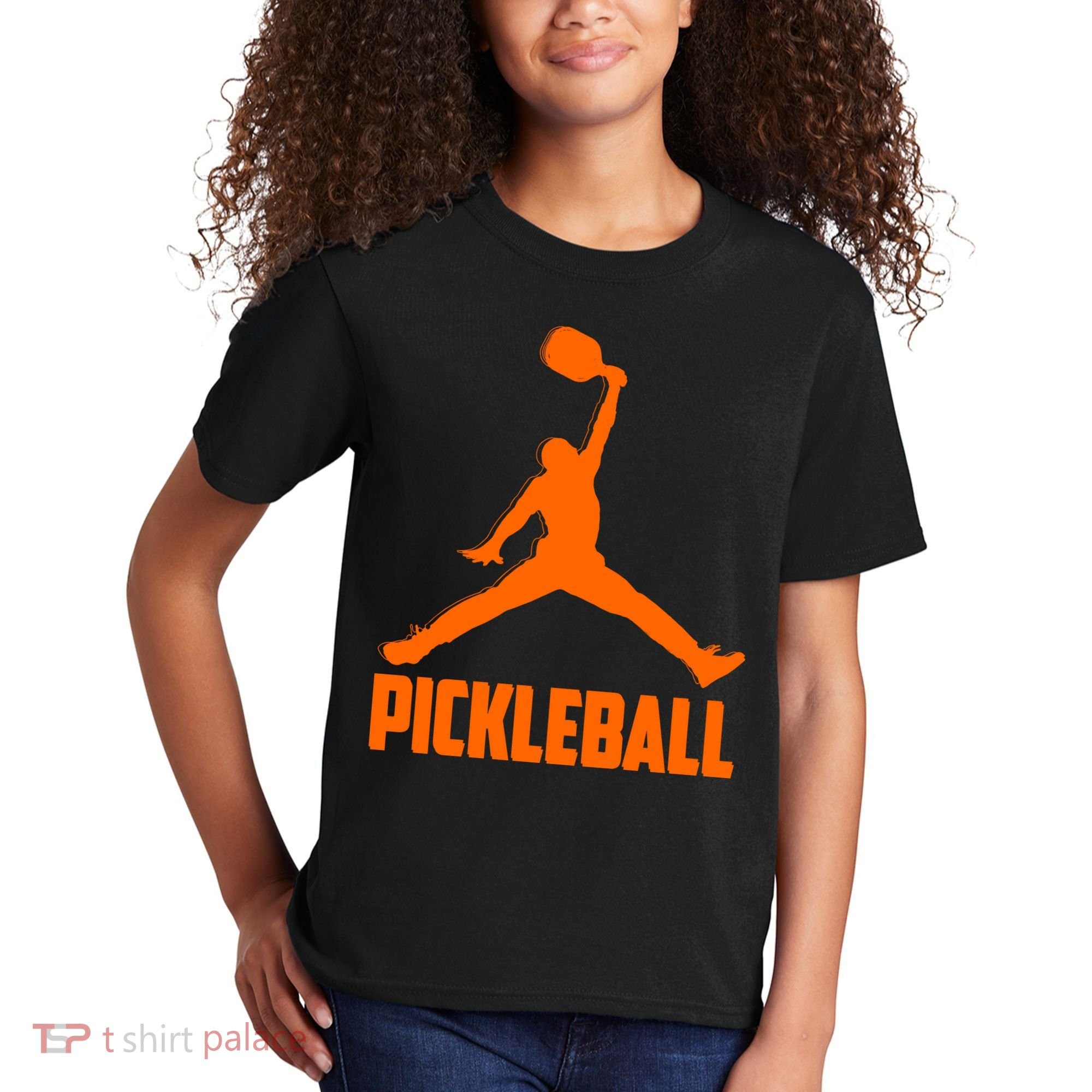 Orange Pickleball Sports Logo Kids T-Shirt