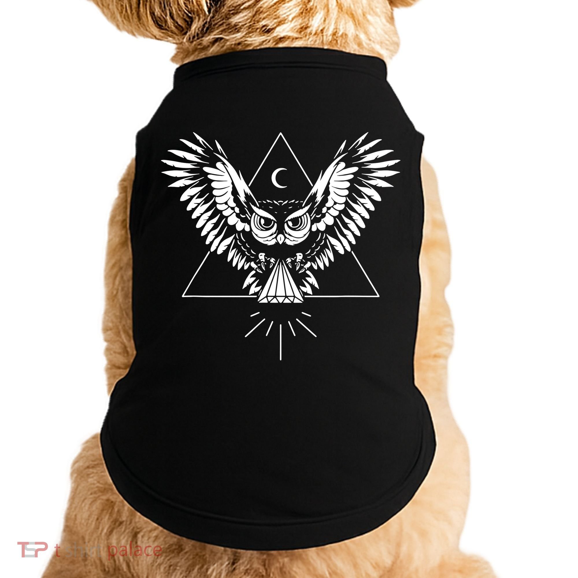 Owl Pyramid Secret Illuminati Owl Tattoo Style Doggie Tank