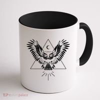 Owl Pyramid Secret Illuminati Owl Tattoo Style Coffee Mug thumb 1
