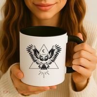 Owl Pyramid Secret Illuminati Owl Tattoo Style Coffee Mug thumb 3