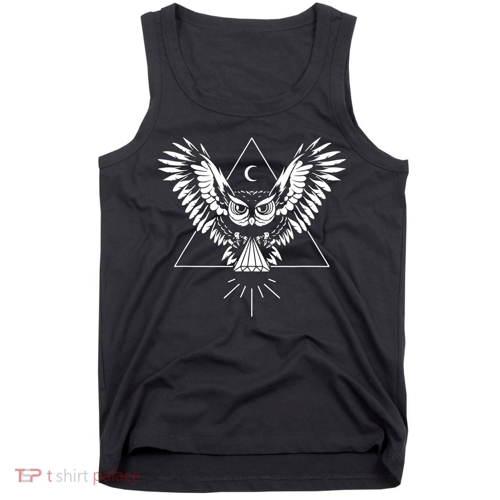 Owl Pyramid Secret Illuminati Owl Tattoo Style Tank Top