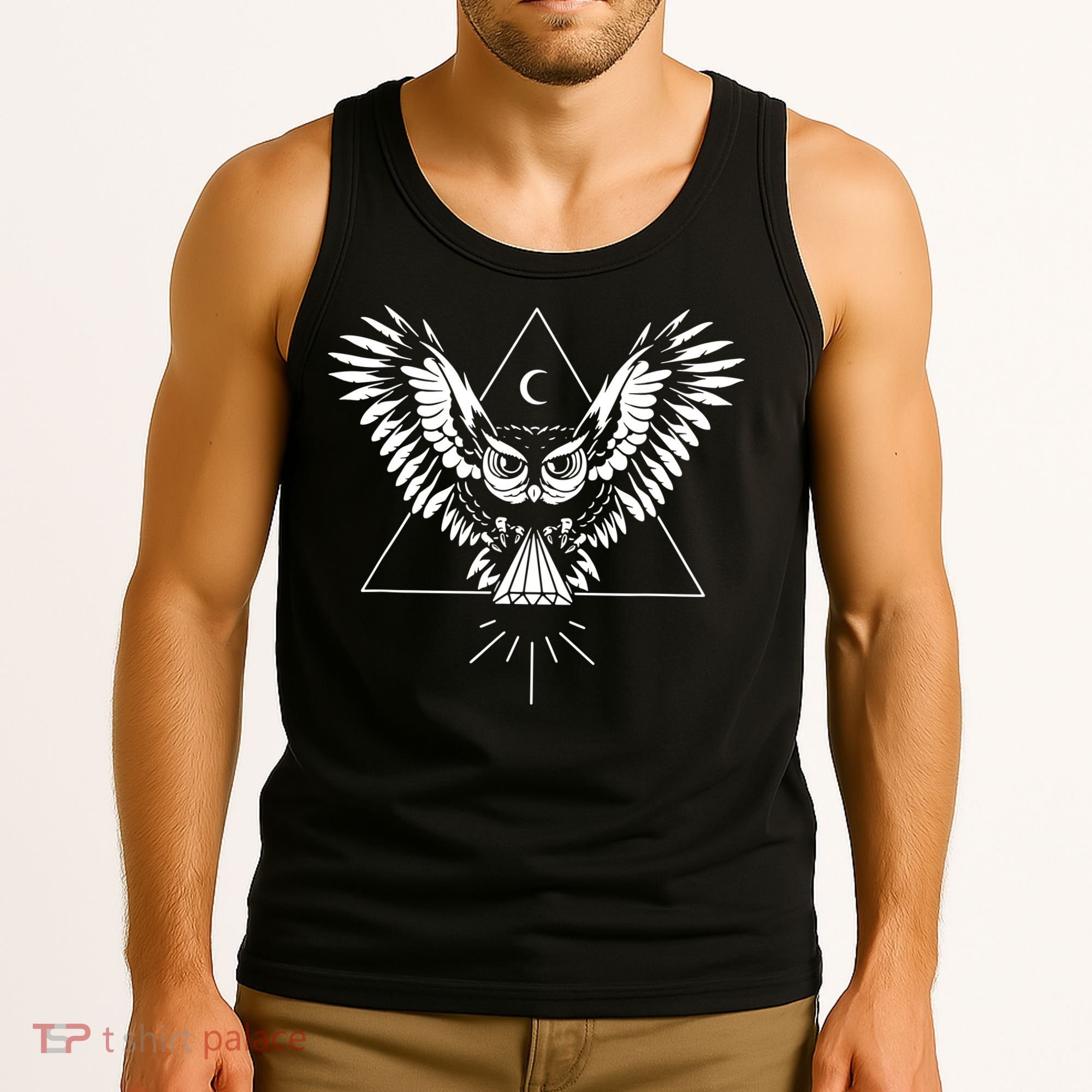 Owl Pyramid Secret Illuminati Owl Tattoo Style Tank Top