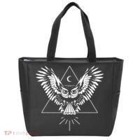 Owl Pyramid Secret Illuminati Owl Tattoo Style Tote Bag thumb 0