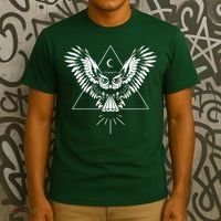 Owl Pyramid Secret Illuminati Owl Tattoo Style T-Shirt thumb 3
