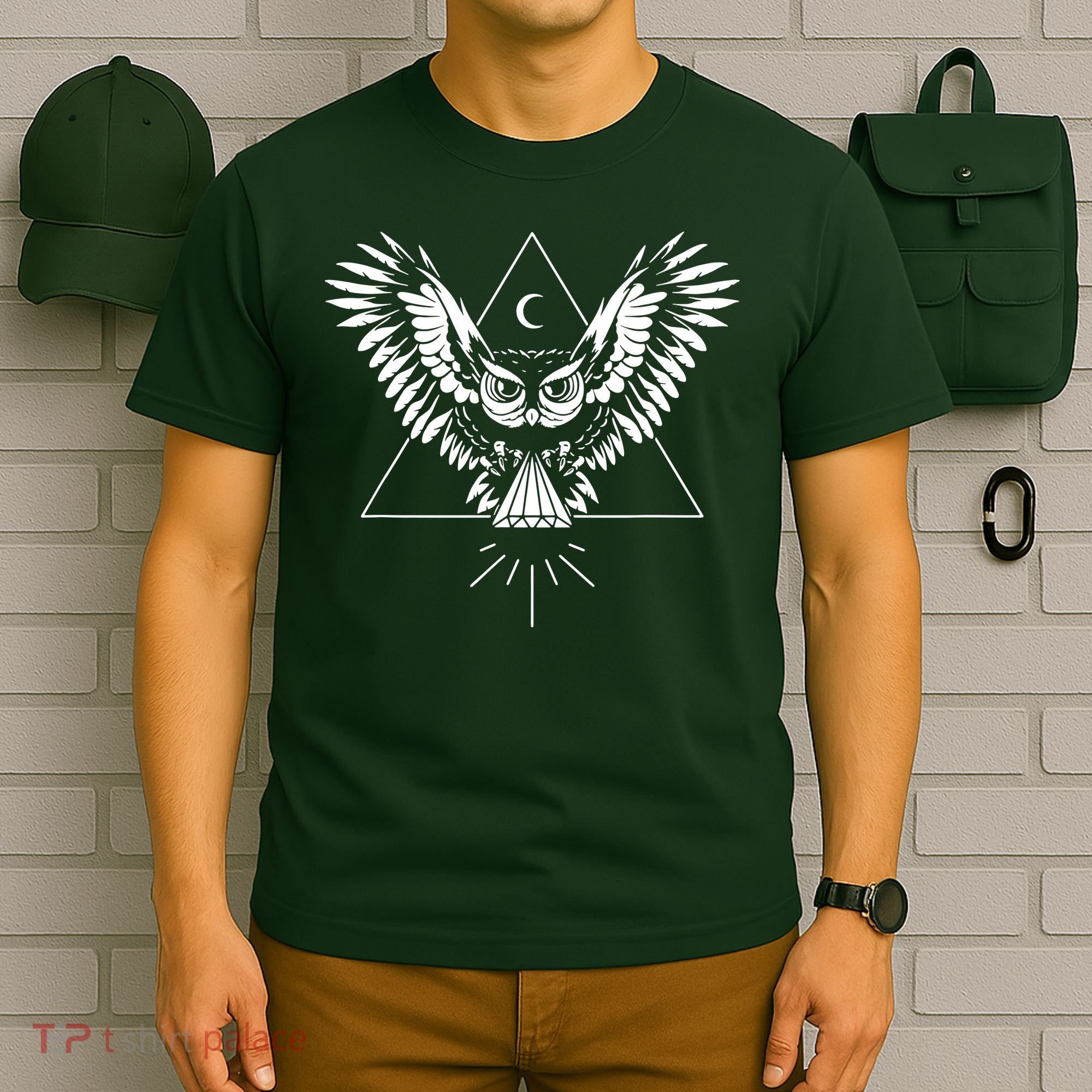 Owl Pyramid Secret Illuminati Owl Tattoo Style T-Shirt