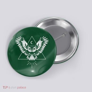 Owl Pyramid Secret Illuminati Owl Tattoo Style Button