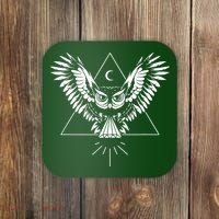 Owl Pyramid Secret Illuminati Owl Tattoo Style Coaster thumb 0