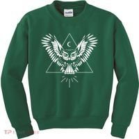 Owl Pyramid Secret Illuminati Owl Tattoo Style Kids Sweatshirt thumb 0