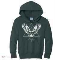 Owl Pyramid Secret Illuminati Owl Tattoo Style Kids Hoodie thumb 0