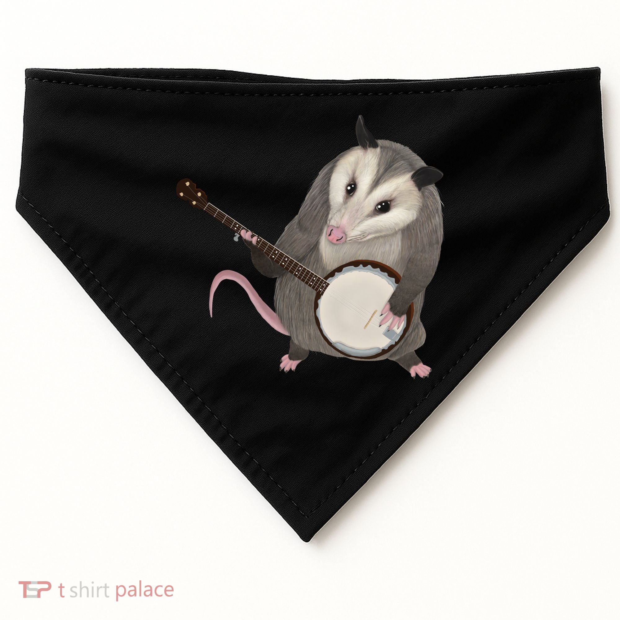 Opossum Playing The Banjo Gift Possum Gift USA-Made Doggie Bandana