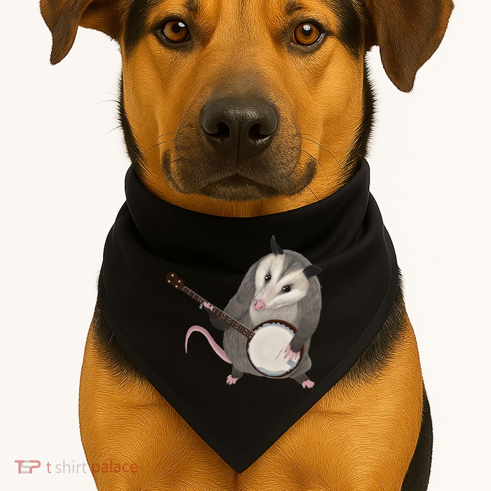 Opossum Playing The Banjo Gift Possum Gift USA-Made Doggie Bandana
