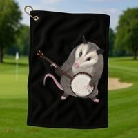 Opossum Playing The Banjo Gift Possum Gift Golf Towel thumb 1