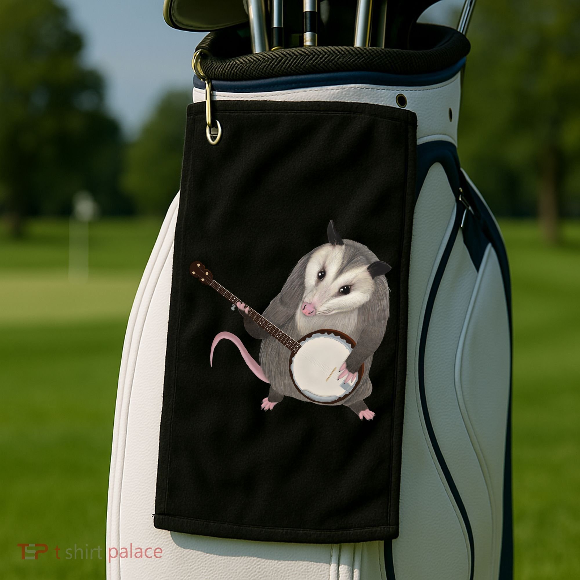 Opossum Playing The Banjo Gift Possum Gift Golf Towel