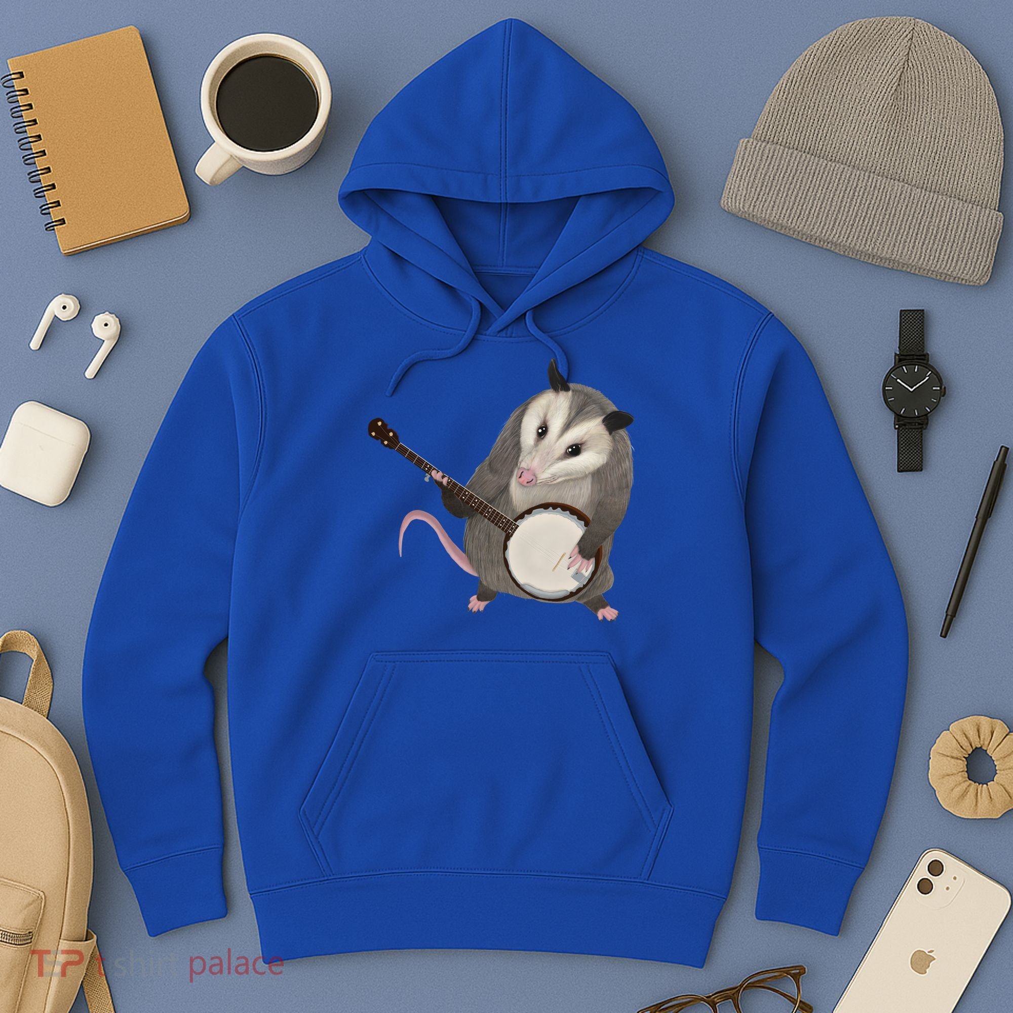 Opossum Playing The Banjo Gift Possum Gift Hoodie