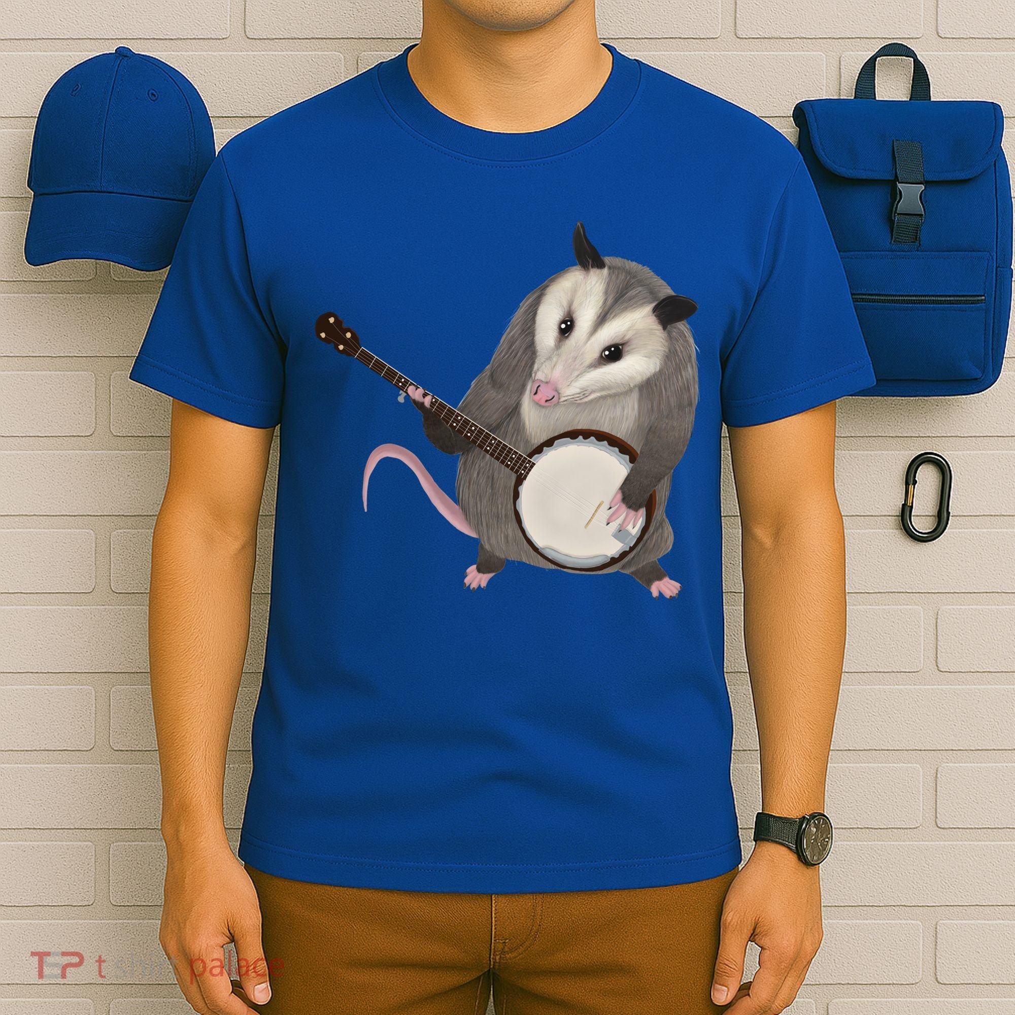Opossum Playing The Banjo Gift Possum Gift T-Shirt