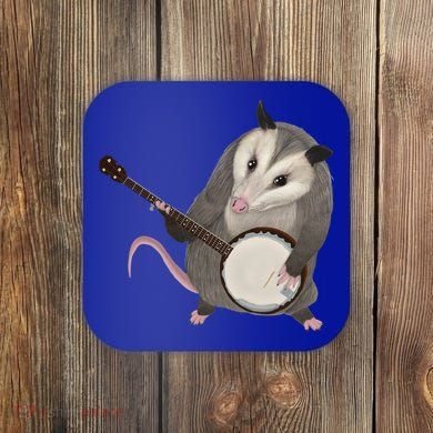 Opossum Playing The Banjo Gift Possum Gift Coaster