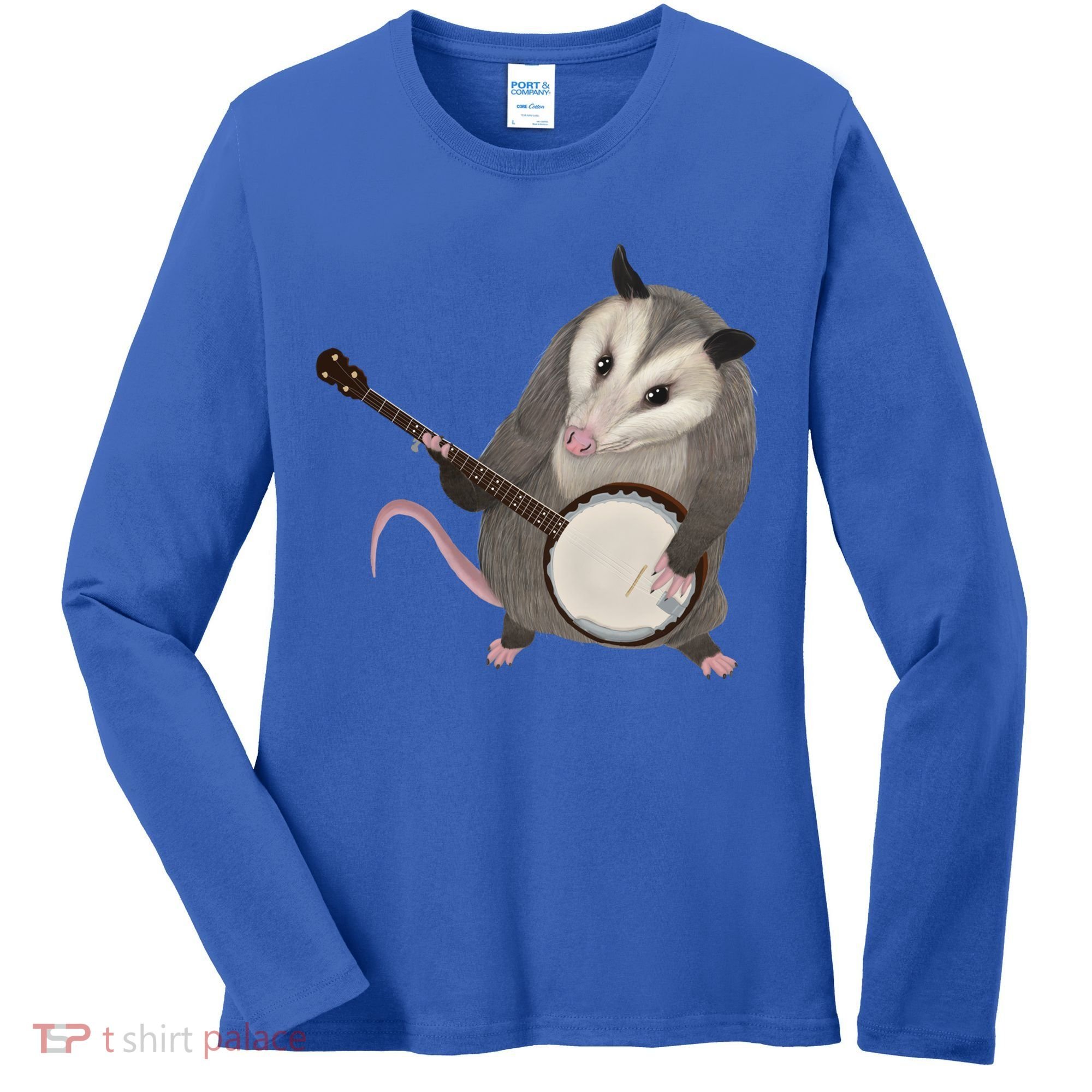 Opossum Playing The Banjo Gift Possum Gift Women's Long Sleeve Shirt