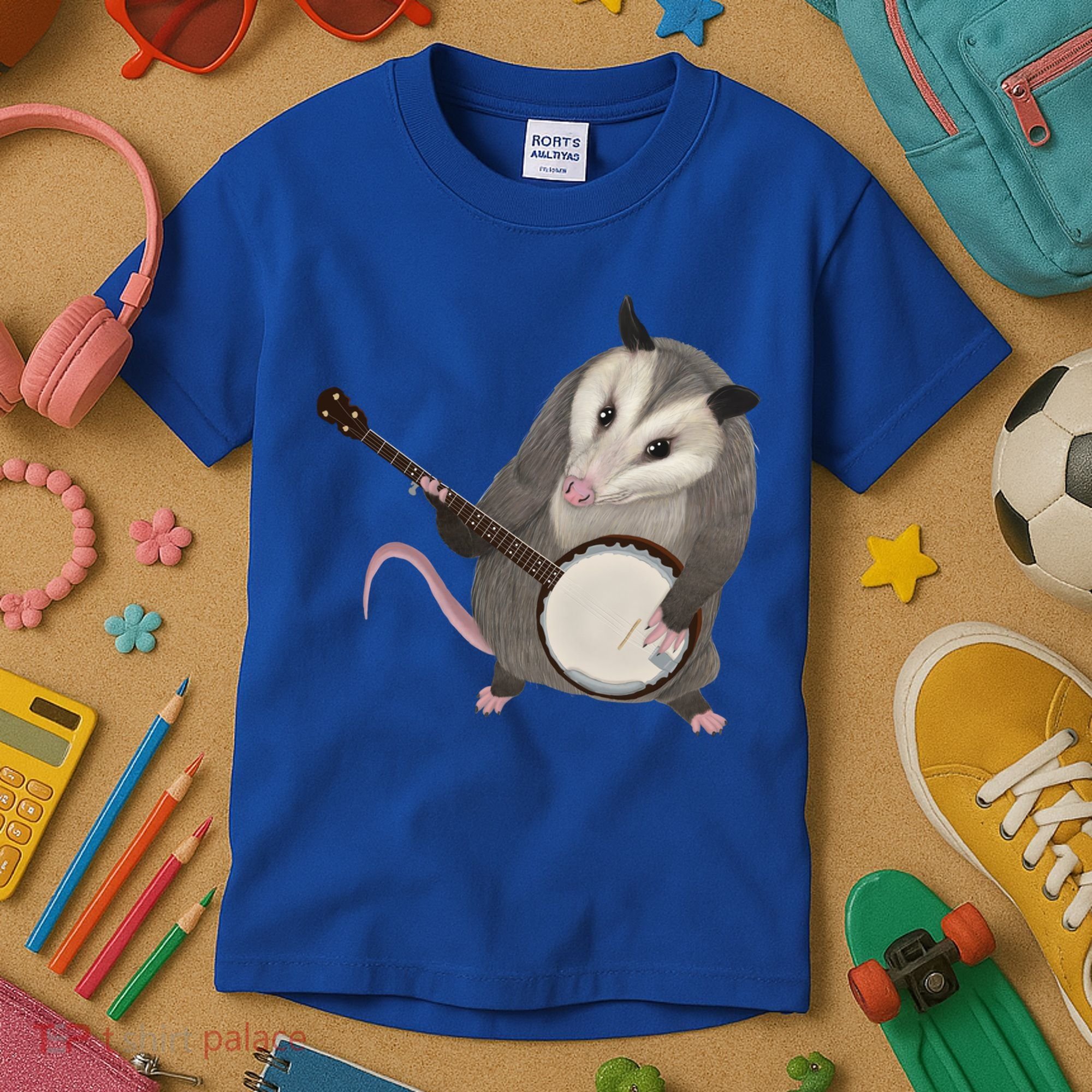 Opossum Playing The Banjo Gift Possum Gift Kids T-Shirt
