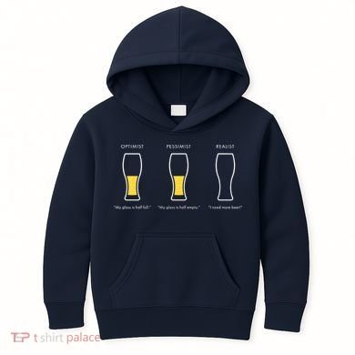 Optimist Pessimist Realist I Need A Beer Kids Hoodie