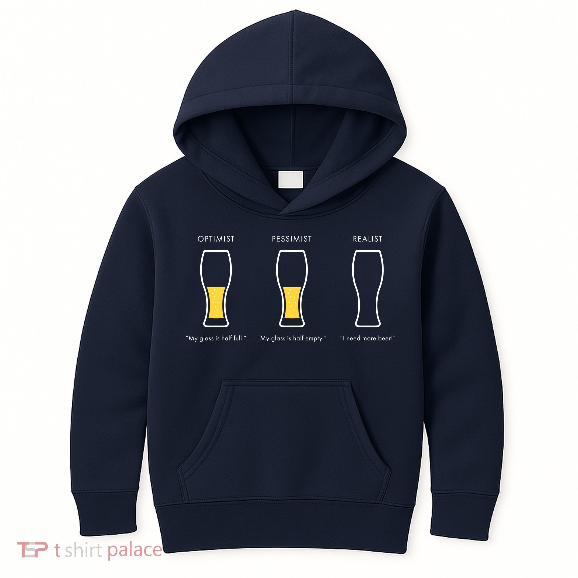 Optimist Pessimist Realist I Need A Beer Kids Hoodie