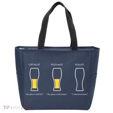 Optimist Pessimist Realist I Need A Beer Tote Bag