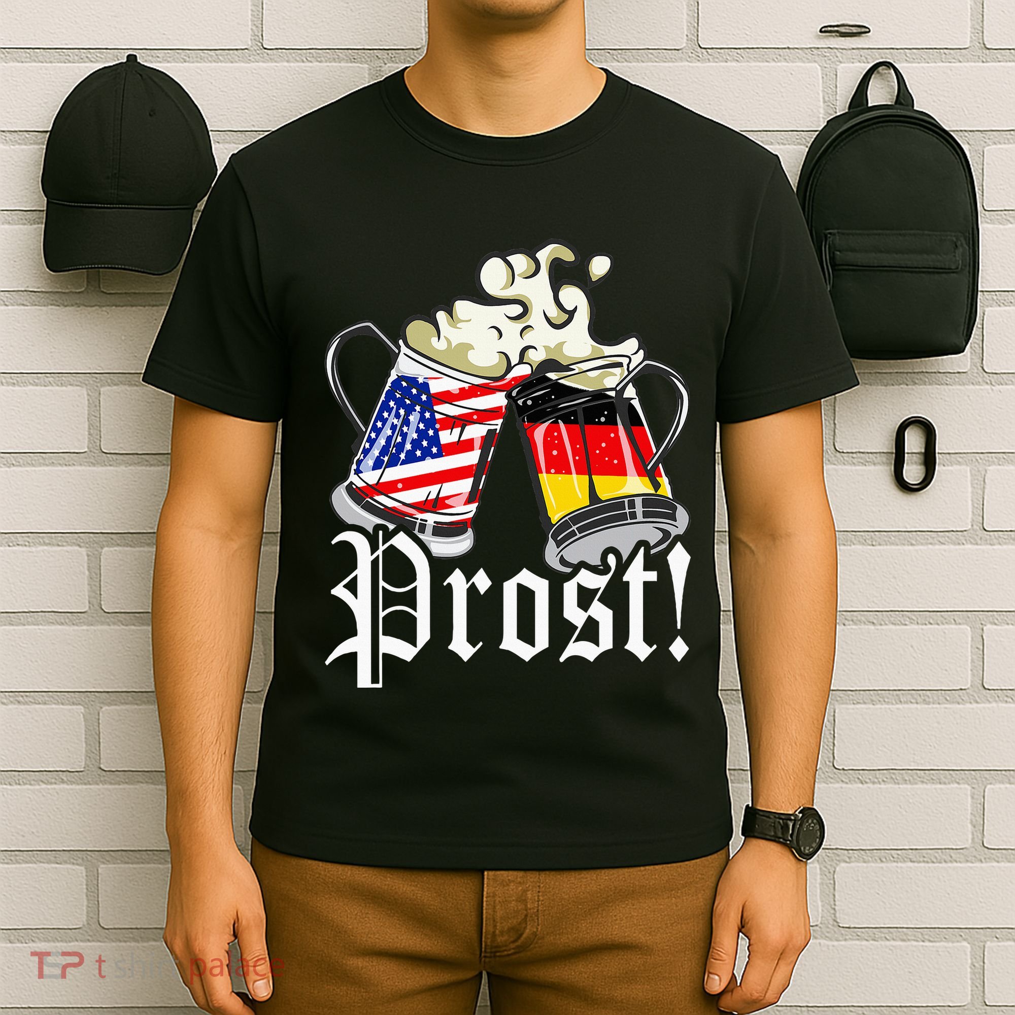 Oktoberfest Prost Usa Germany Flags T-Shirt