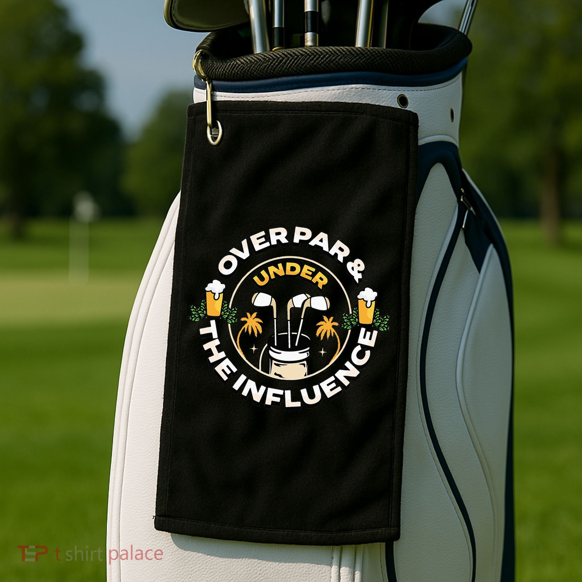 Over Par & Under The Influence Funny Golf Golf Towel
