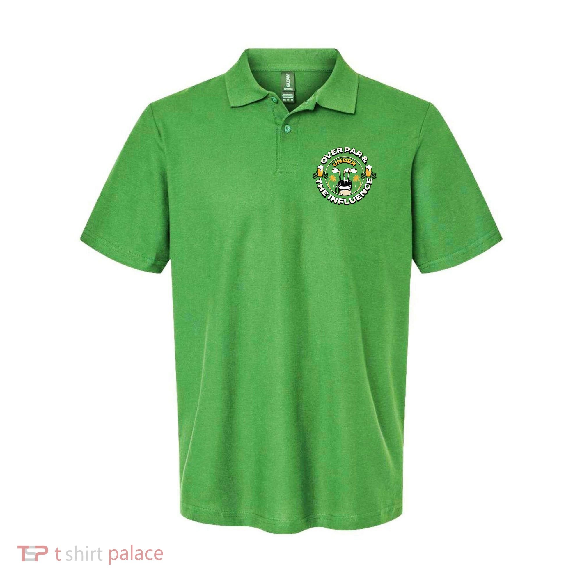 Over Par & Under The Influence Funny Golf Polo