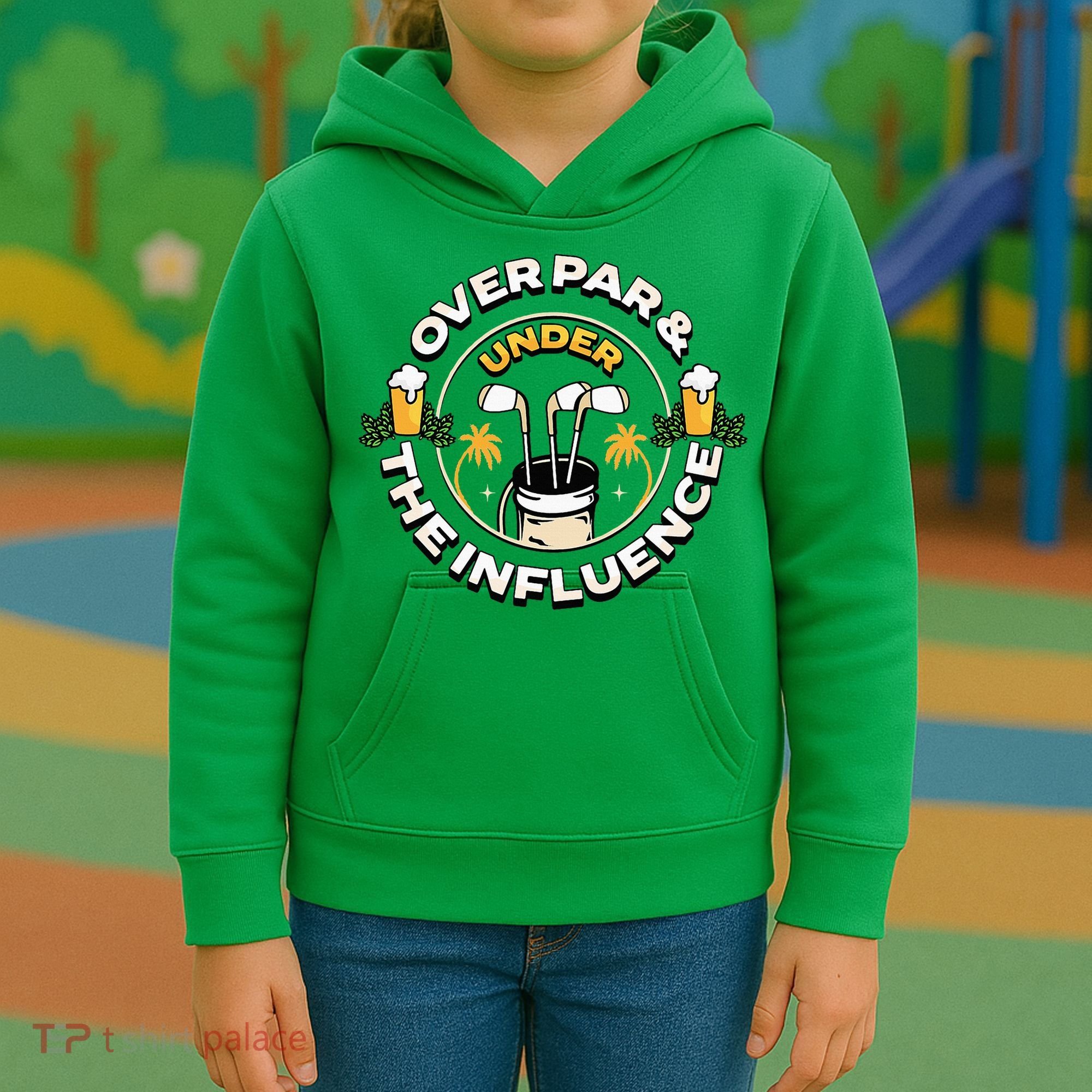 Over Par & Under The Influence Funny Golf Kids Hoodie