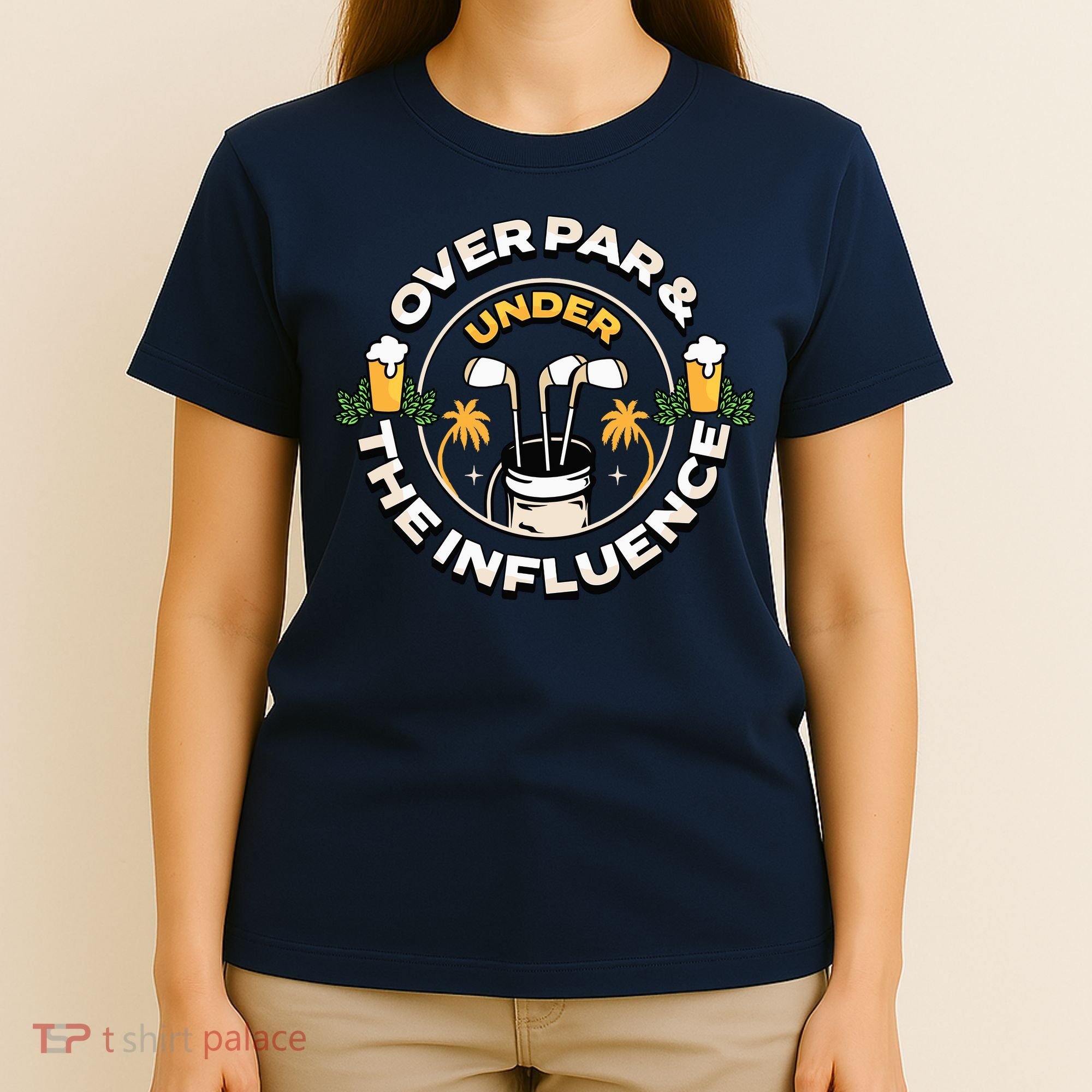 Over Par & Under The Influence Funny Golf T-Shirt