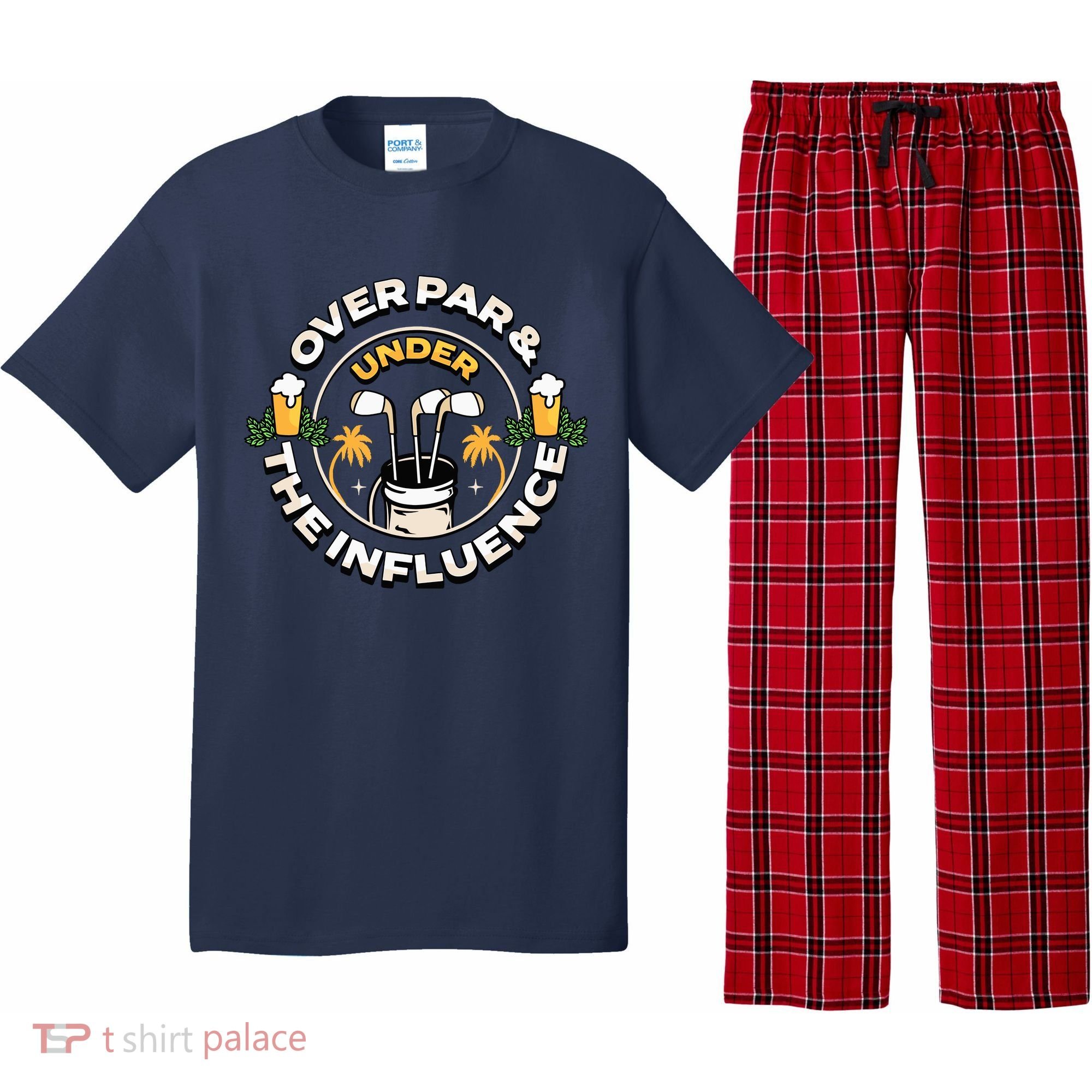 Over Par & Under The Influence Funny Golf Pajama Set