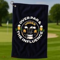 Over Par & Under The Influence Funny Golf Golf Towel thumb 1