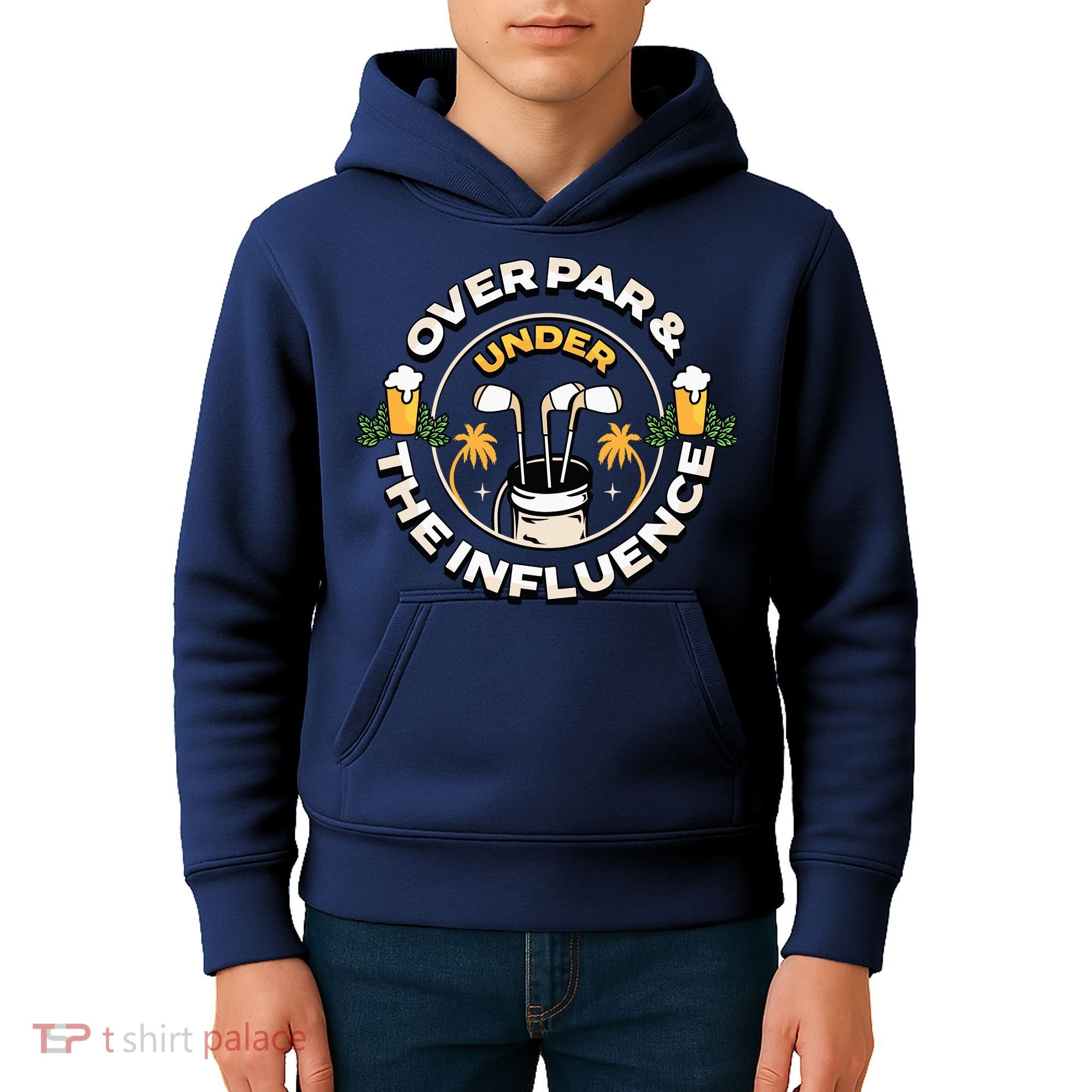Over Par & Under The Influence Funny Golf Kids Hoodie