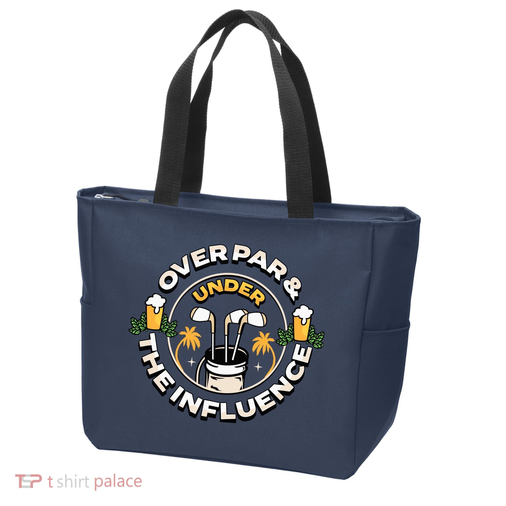 Over Par & Under The Influence Funny Golf Tote Bag