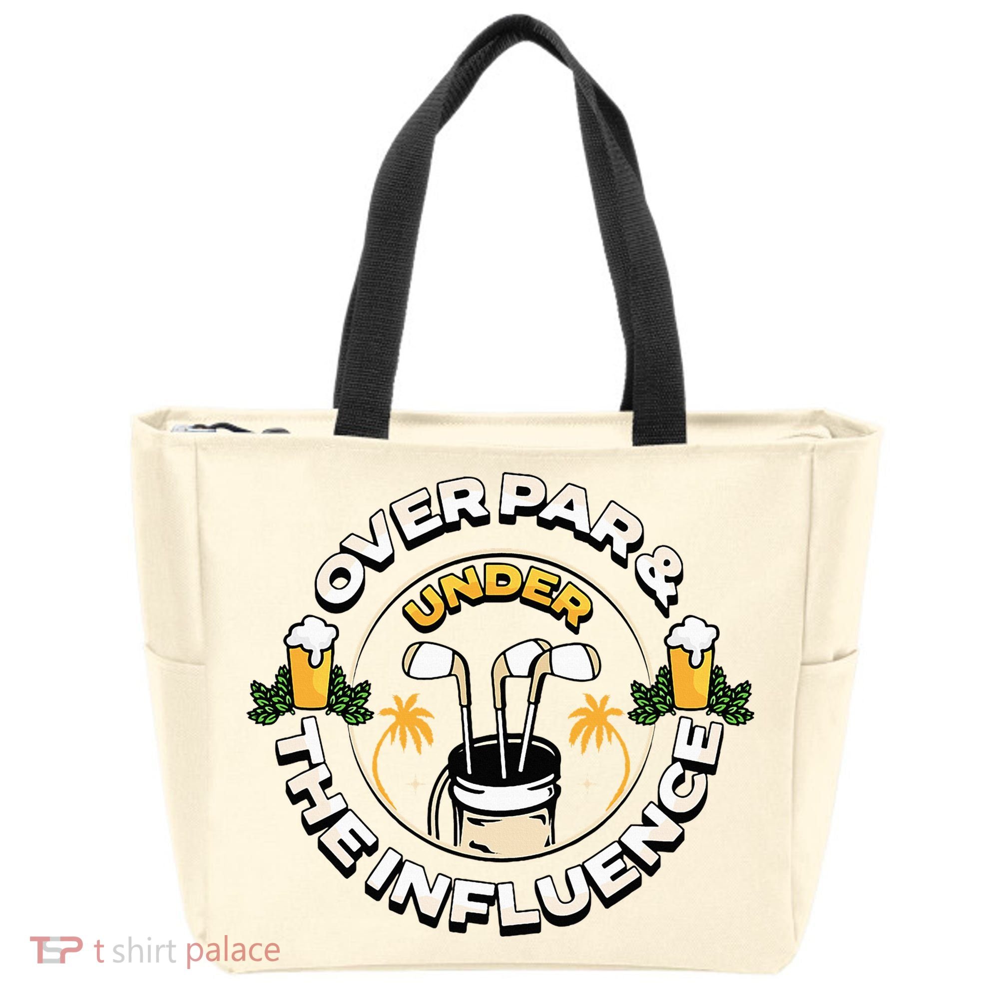 Over Par & Under The Influence Funny Golf Tote Bag