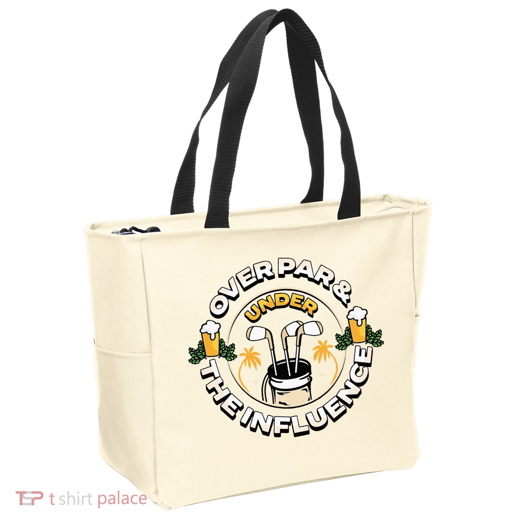 Over Par & Under The Influence Funny Golf Tote Bag