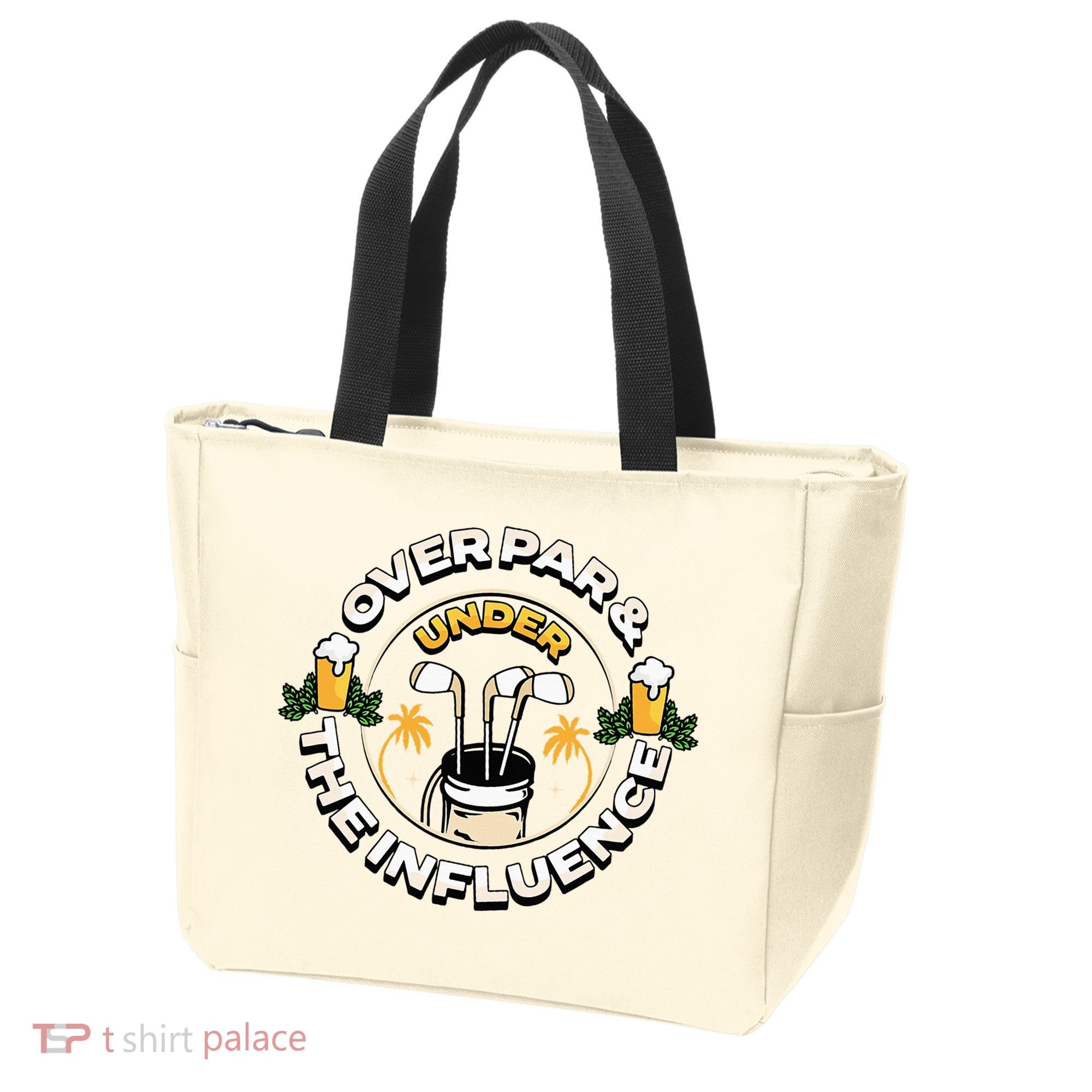 Over Par & Under The Influence Funny Golf Tote Bag