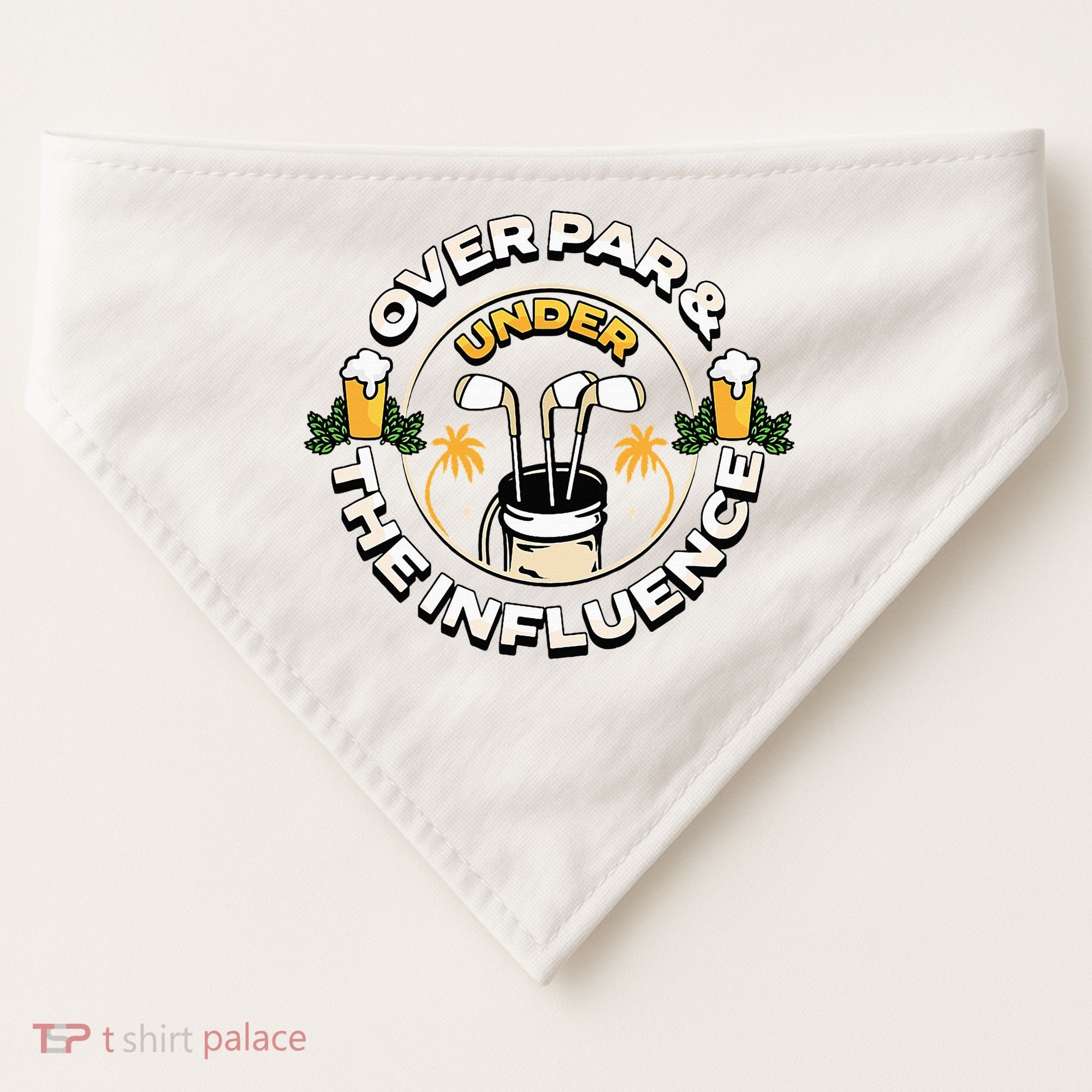 Over Par & Under The Influence Funny Golf USA-Made Doggie Bandana