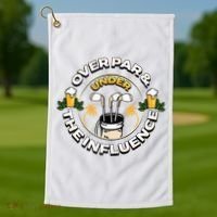 Over Par & Under The Influence Funny Golf Golf Towel thumb 1