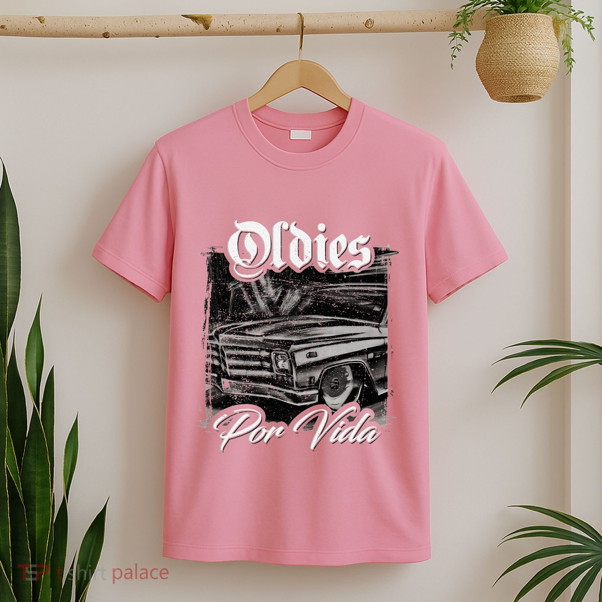 Oldies Por Vida Vintage Car Lowrider Mexican Chicano T-Shirt