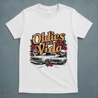 Oldies Por Vida Vintage Lowrider Car Mexican Chicano Cholo T-Shirt thumb 5