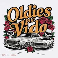 Oldies Por Vida Vintage Lowrider Car Mexican Chicano Cholo T-Shirt thumb 7